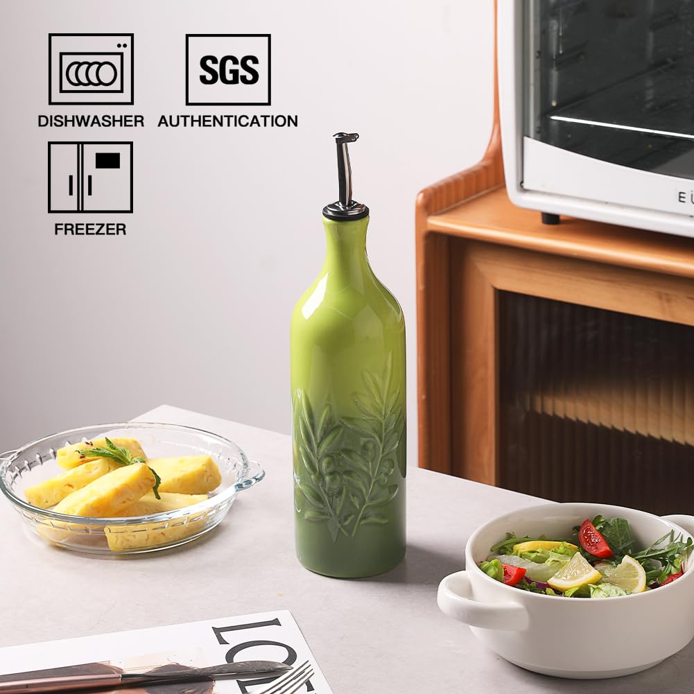 Sweejar Große Keramik-Olivenöl-Spenderflasche, 680 ml, deckende Ölmenge, schützt Öl zur Reduzierung von Oxidation, Aufbewahrung, Essig, Sojasauce, Kaffeesirup, Flüssigkeiten, 1 Stück (Farbverlauf)