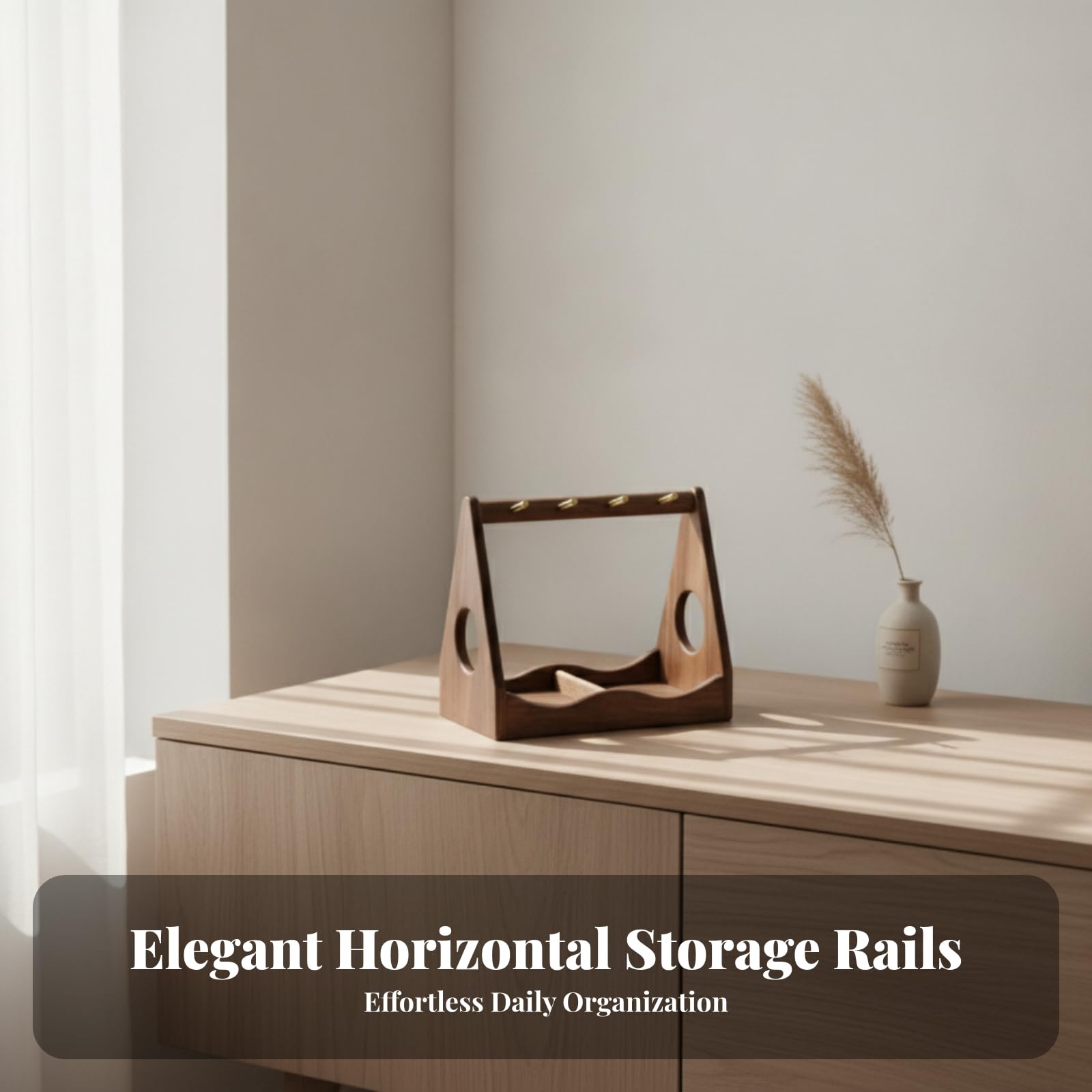Portachiavi con Vassoio Multifunzione, Stile Minimalista In Legno Di Ciliegio Nordamericano