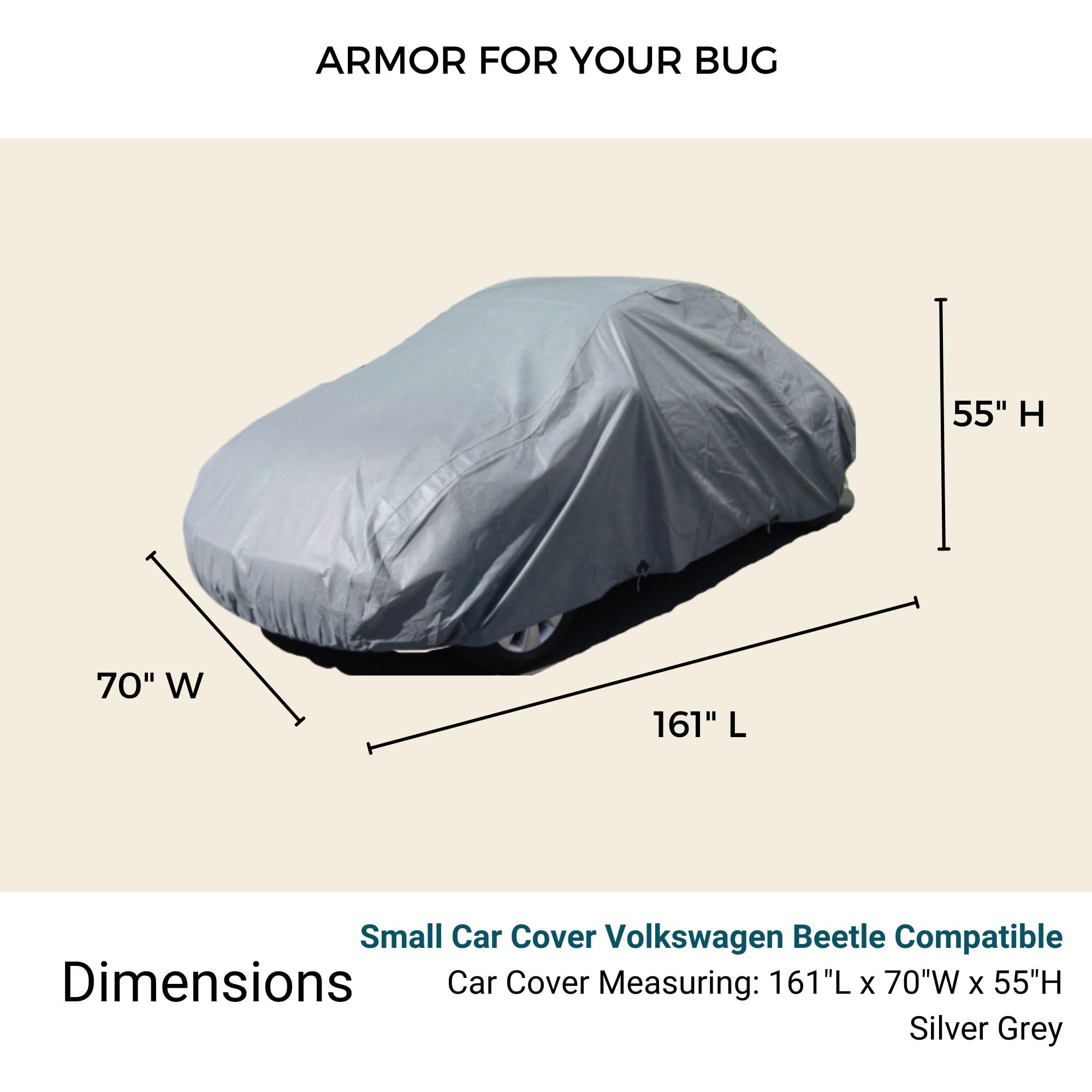 Formosa Covers Car Cover for Volkswagen Beetle Protective VW Beetle Accessory Heat Reflecting Silver Outdoor Car Protection fits Porsche 911, Toyota Yaris, Ford Fiesta, Fiat - 161