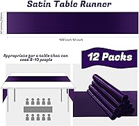 Vista 2 de KKJIAF Paquete de 12 caminos de mesa morados de 12 x 108 pulgadas, camino de mesa rectangular de seda satinada suave para bodas, banquetes