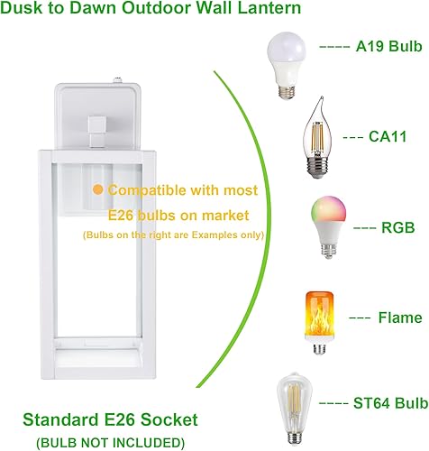 Miniatura 3 de LIT-PaTH Farol de pared para exteriores del atardecer al amanecer, aplique de pared como accesorio de iluminación de porche, base mediana E26 máximo