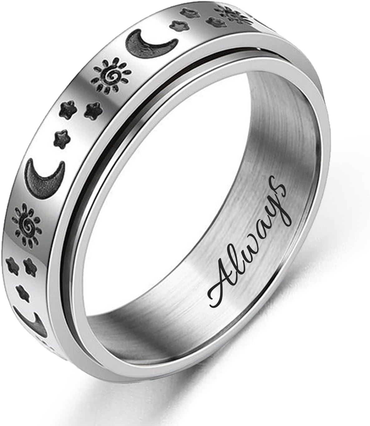 enhongenhong Wedding Band for Men and Women, Custom Engraving Promise Ring, Spinner Ring for Engagement and Wedding for Best Friend 2 Pcs