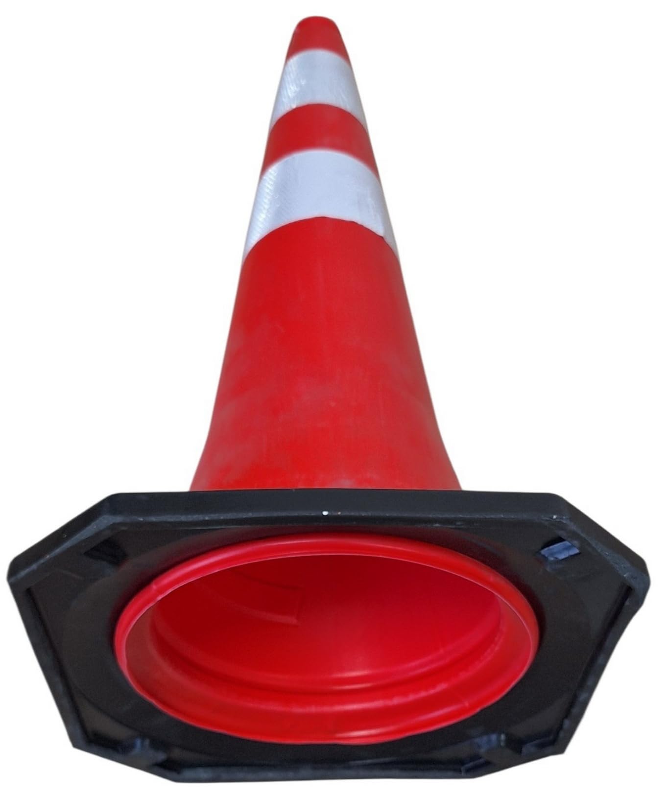 FERRETELIX® Cono de Señalización con Base de Goma 75 cm – 2 Reflectantes Base 38x38 cm – Peso 2,75 kg – Fabricado con Material Reciclado