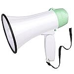 MyMealivos Portable Megaphone Bullhorn 20 Watt Power Megaphone Speaker Voice and Siren/Alarm Modes with Volume Control and Strap (White&Green)