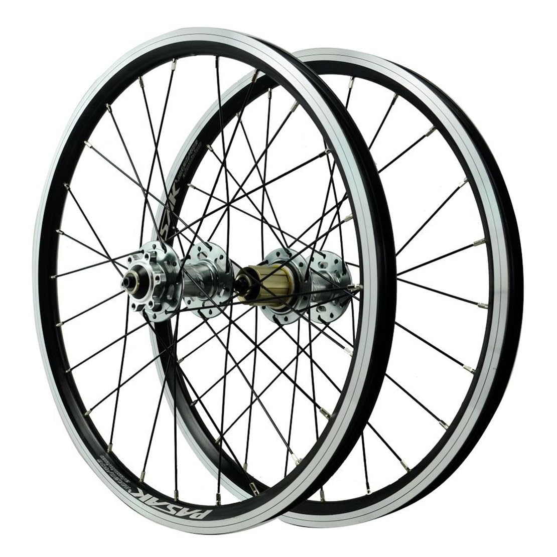 ZXGSXIOU 406 451 BMX Folding Bike Wheelset 20'' Disc Brake + V Aluminum Alloy Rim Quick Release Front Rear Wheels QR 100/135mm, 7-12s HG Cassette(Titanium,451)