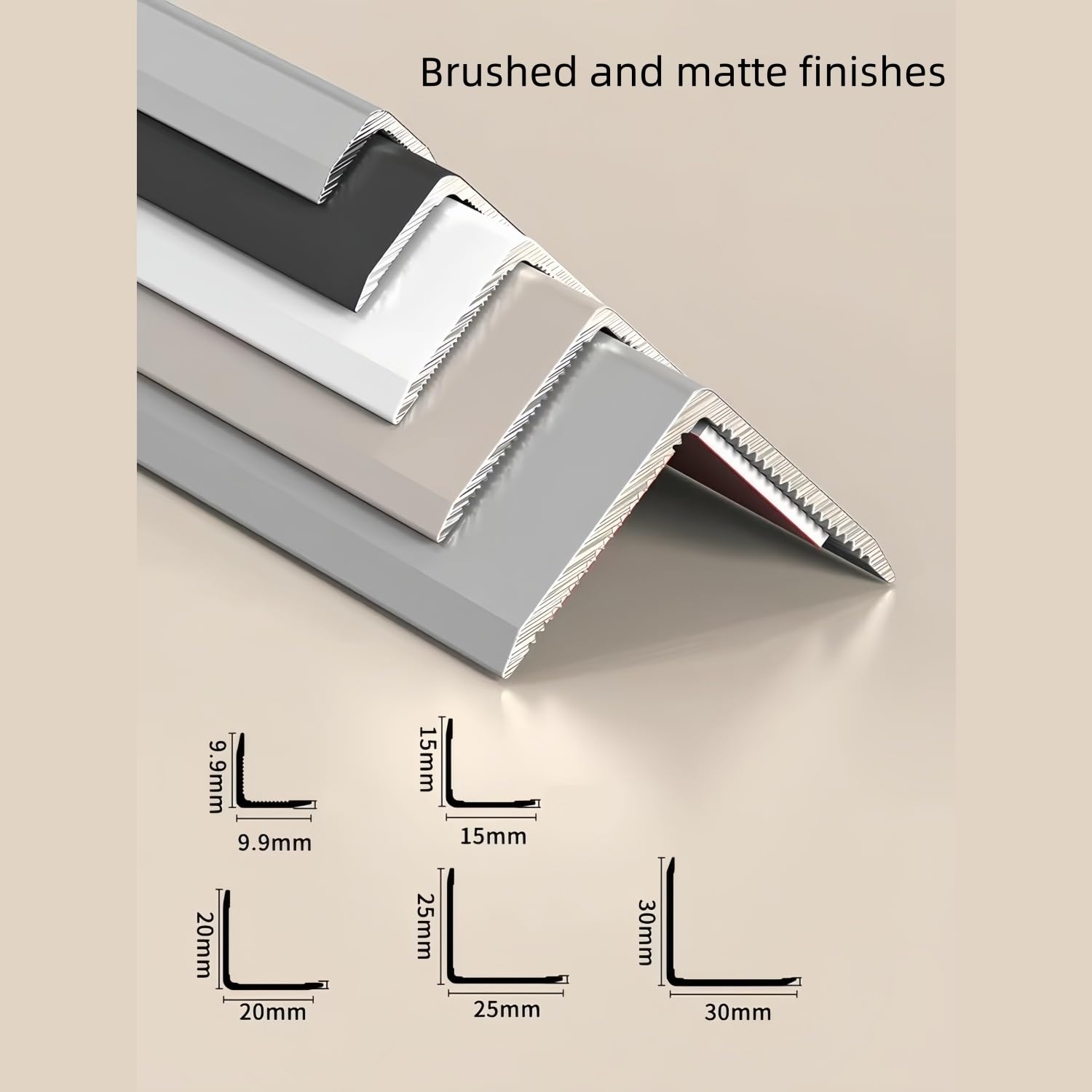 Alu Winkelprofil Bodenübergangsstreifen Eckschutzleiste L-Form, selbstklebend, 10x10mm, 1.2m-12m in 1.2m-Stücken, Kantenschutz für Wand & Boden, Fliesenübergang, Sockelleiste(A,10.8m*10mm*10mm)