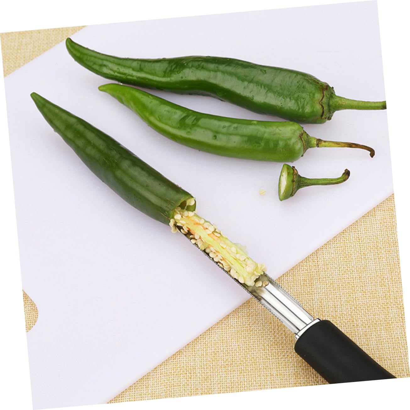 2pcs Stainless Steel Pepper Corers with Toothed Design for Effortless Core Removal Ergonomic Kitchen Gadgets for Bell Pepper Seed Extraction Vegetable Corer Tools