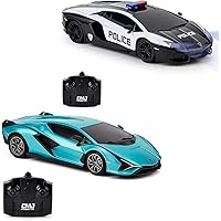 CMJ RC Cars Doppelpack: Offiziell lizenziertes Lamborghini Sian + Lambo Polizei RC