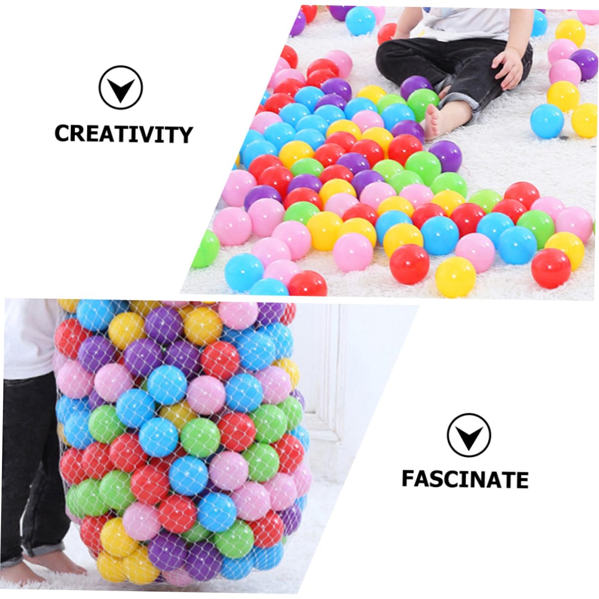 Palline per Piscina 100 Pezzi in Plastica, Rotonde per Bambini | Leggere, per Feste e Nuoto, Sviluppo Coordinazione Mano-occhio, Presa Agevolata Stile Casuale