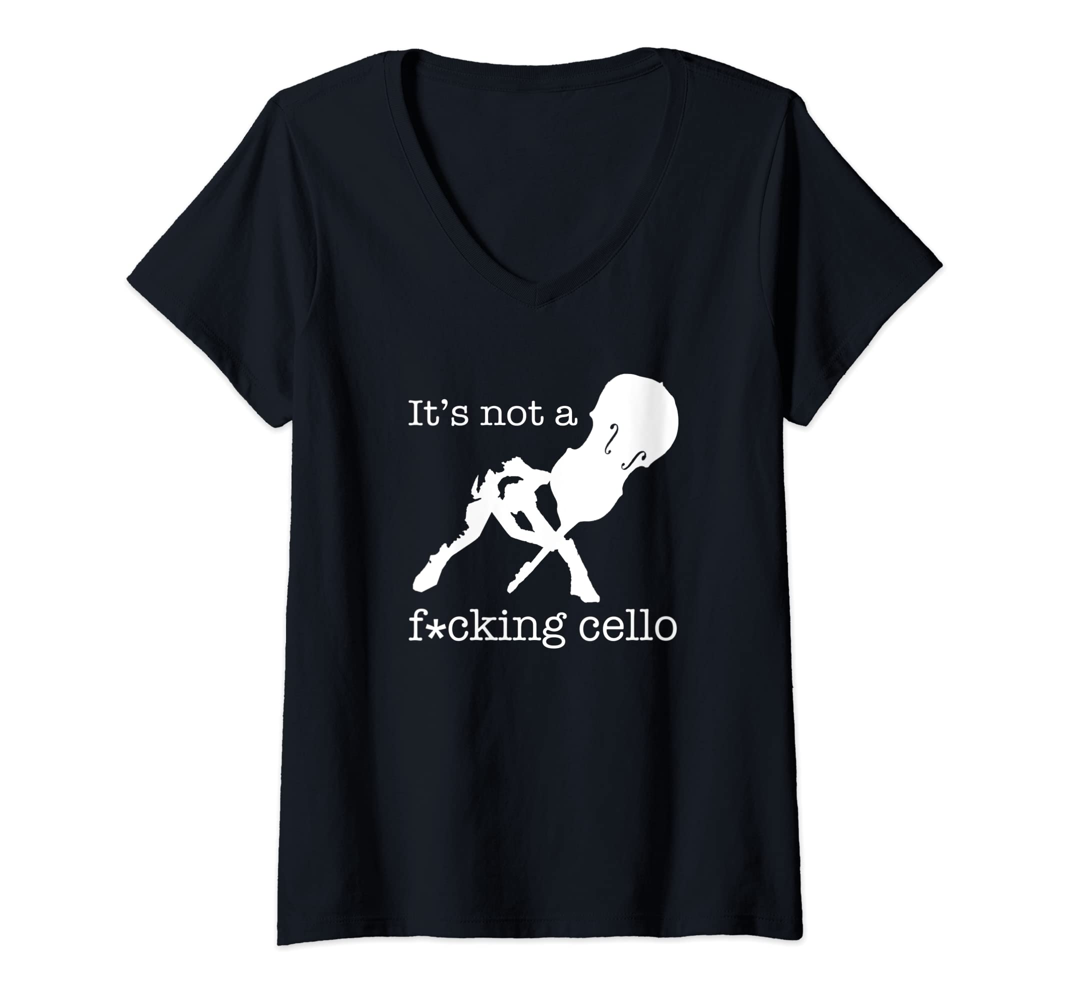 Womens NOT A CELLO - Upright Double Bass V-Neck T-Shirt