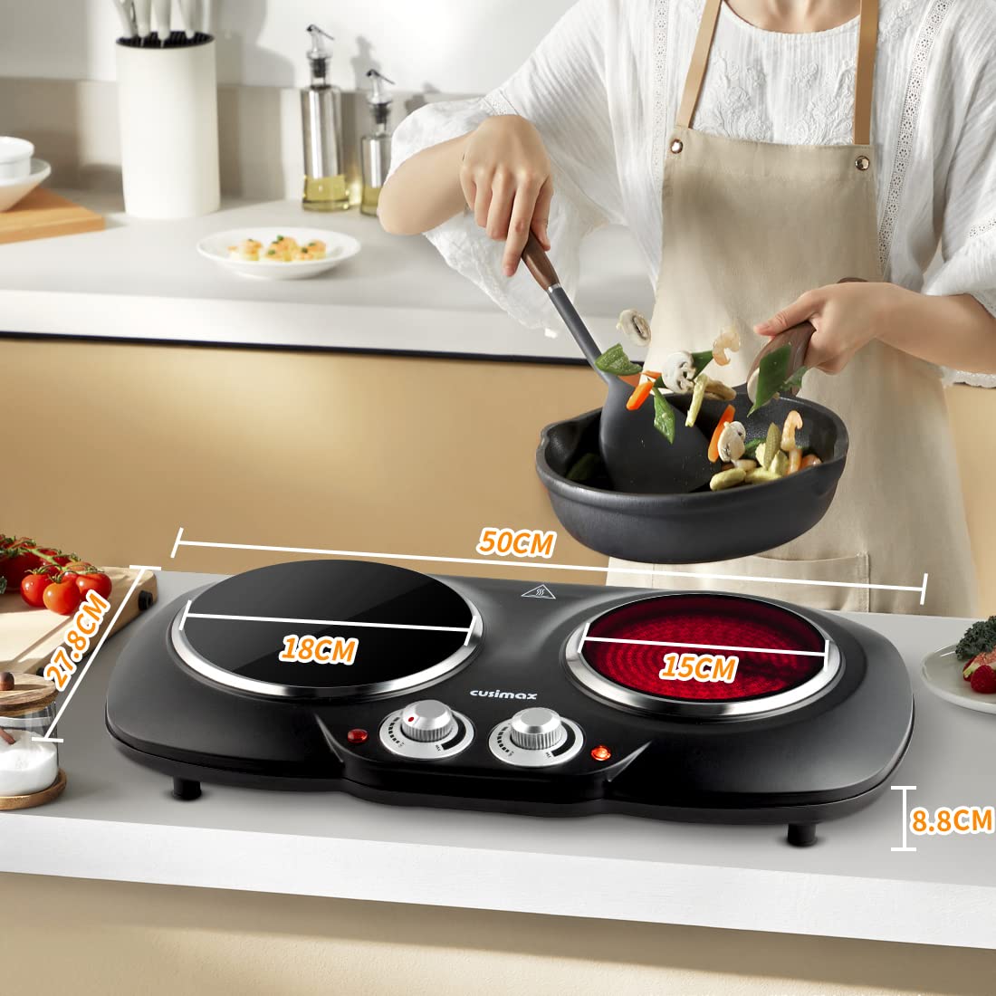 Hot Plate, CUSIMAX 2100W Portable Hob Ceramic Hot Plate for Cooking, Double  Infrared Burner with Adjustable Temperature Control, Glass Plate Electric  Hob, Easy to Clean, Stainless Steel, Black : Amazon.co.uk: Home u0026