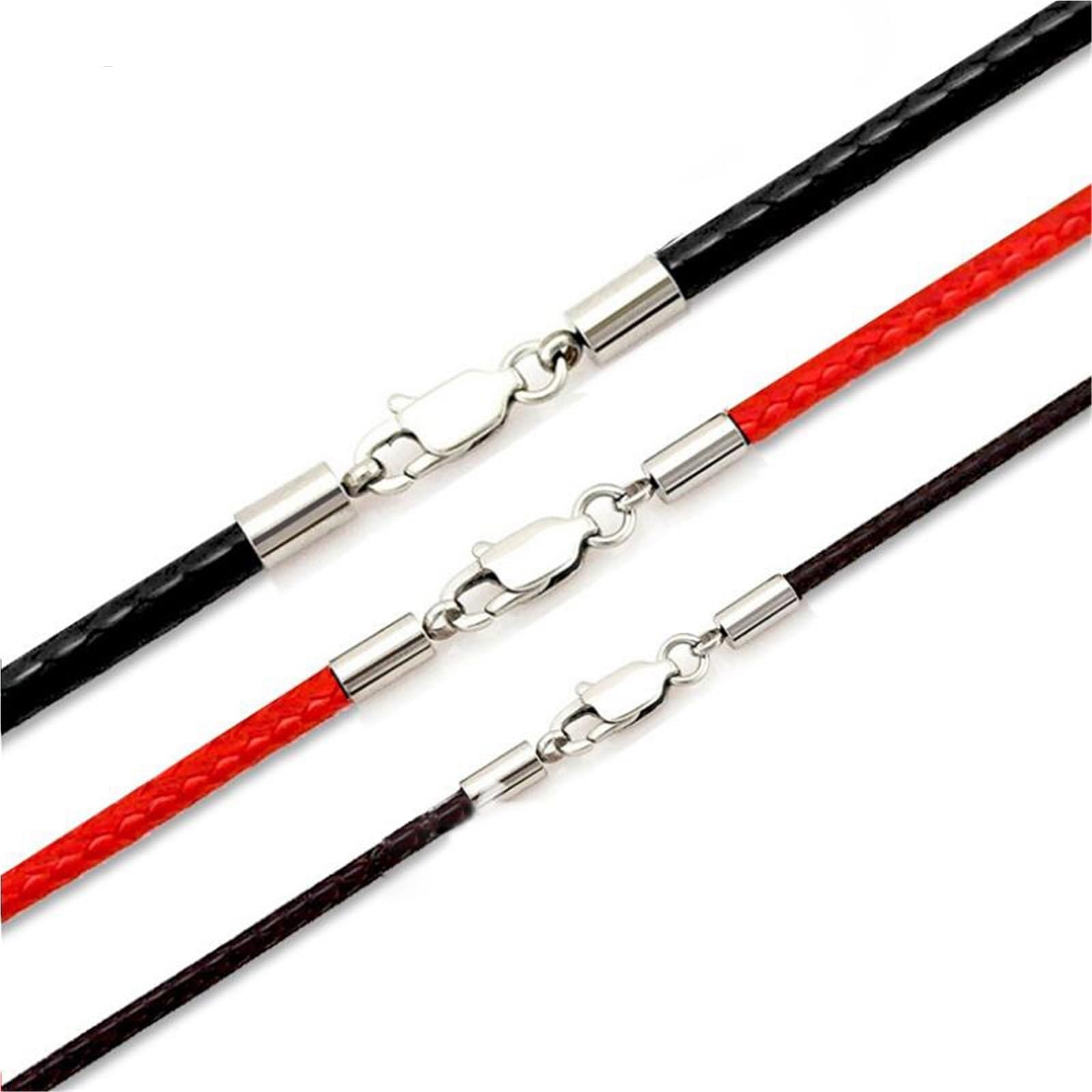 3pcs 40-80cm 1-3mm Leather Waxed Cord Necklace Rope Stainless Steel Lobster Clasp Connector Chain Men Women DIY Jewelry(Mixed color 1mm,40cm)