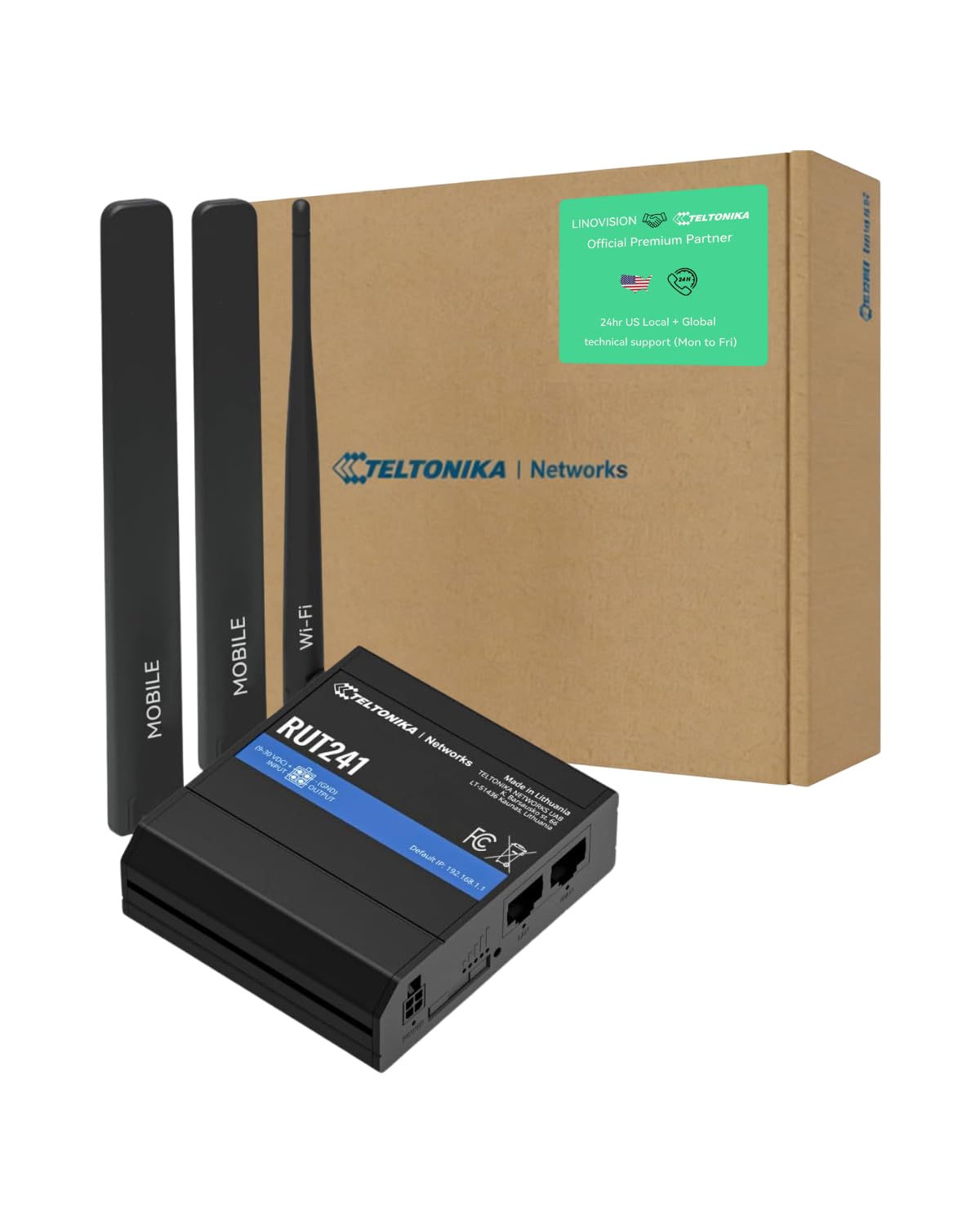 Teltonika RUT241098000 (US Version) Industrial 4G LTE Cellular Router, 4G LTE Wi-Fi Router, Automatic failover, Advanced VPN, Certified by Verizon/AT&T/T-Mobile