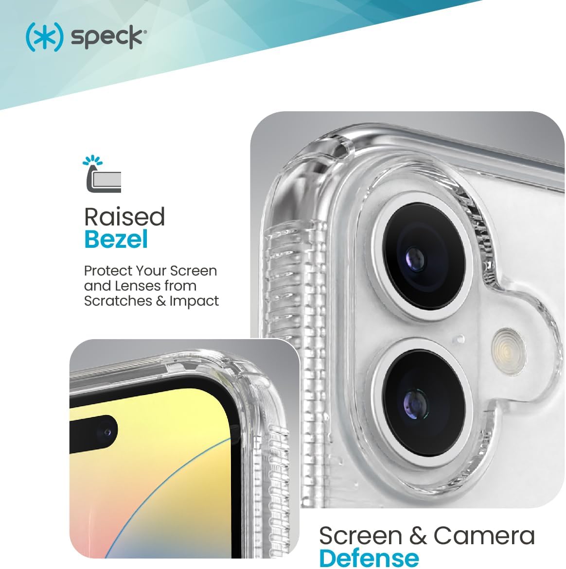 Speck Clear iPhone 16 Case - Slim Phone Case - MagSafe - GemShell - Crystal Clear - Image 5