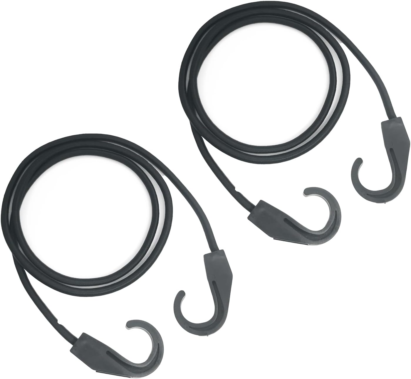 Pack(2) Elastic Bungee Cord with Hooks,51 inch to 86 inch,Black Bungee