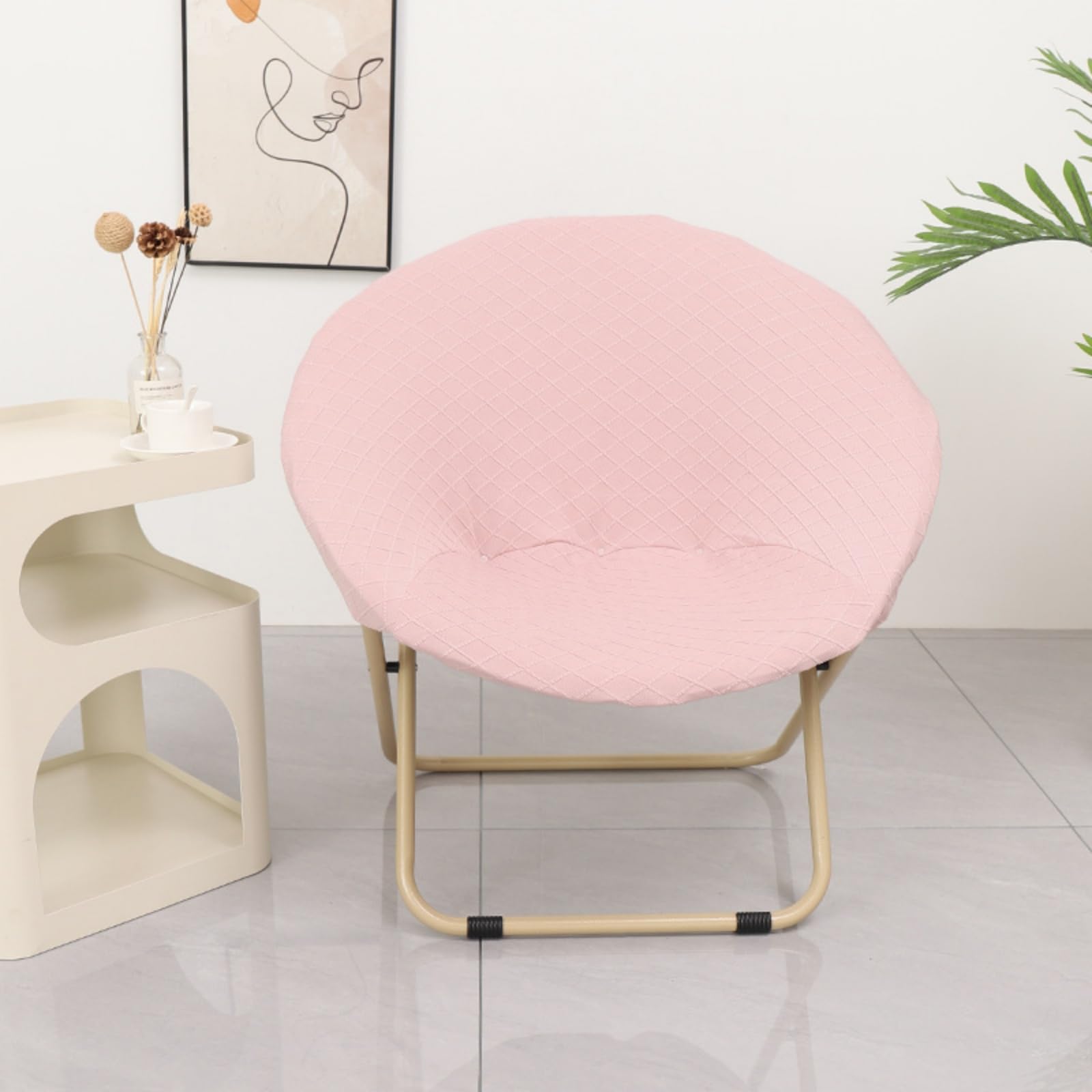 Morbuy Round Saucer Chair Cover, Stretch Garden Moon Chair Cover Removable Spandex Slipcovers Dust-Proof Furniture Protector for Living Room Indoor Outdoor Décor (Pink)