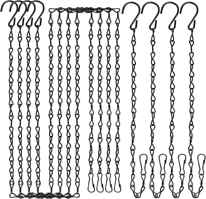 Piku Plant Hanging Chains with Hooks | Black Metal Hanging Basket Chain for Flower Pots, Bird Feeders, Lanterns & Wind Chimes | Multiple Sizes & Packs (Black, 35 Inch, Set of 4)-image-2