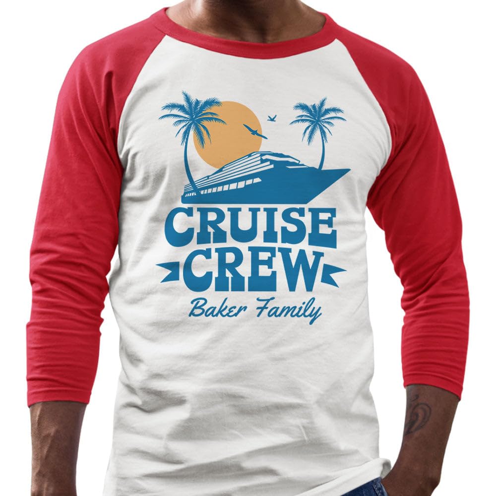 Cruise Crew Baker Family Three-Quarter Raglan Sleeve Baseball Shirt Unisex X-Large White/Red