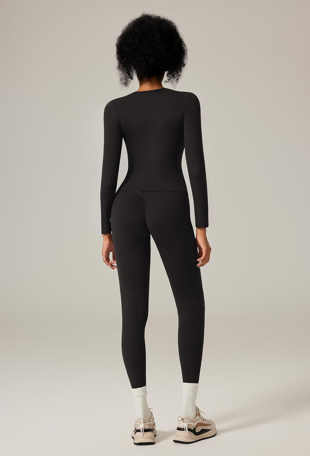 RXRXCOCO Slim Fit Workout Sets for Women 2 Piece Hidden Scrunch Leggings Long Sleeve Yoga Tops Matching Set Gym Outfits - Image 2