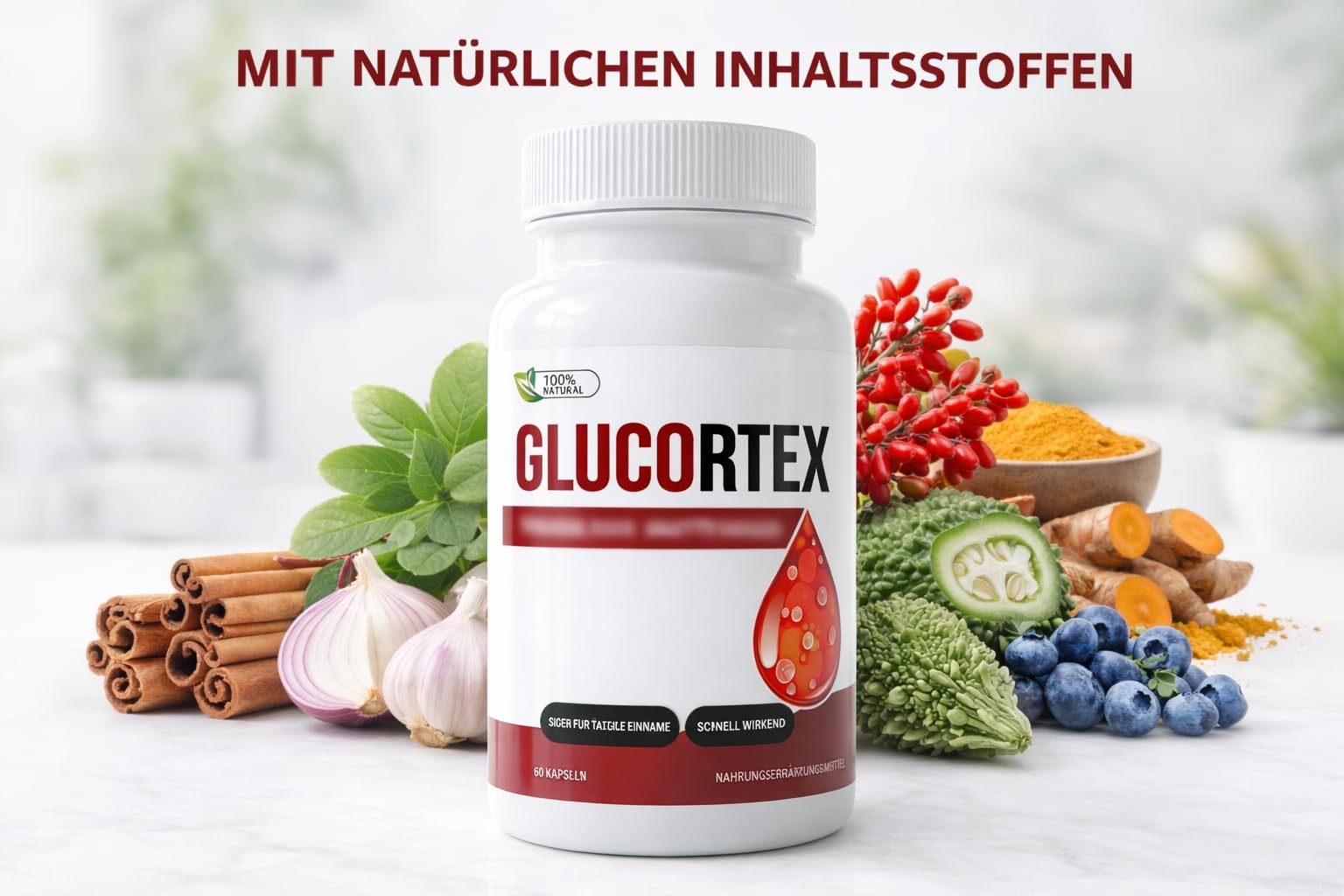 GLUCORTEX Complemento Alimenticio – 60 Cápsulas – con Vitamina C, Canela, Morera Blanca, Cromo y Extractos Vegetales (3)