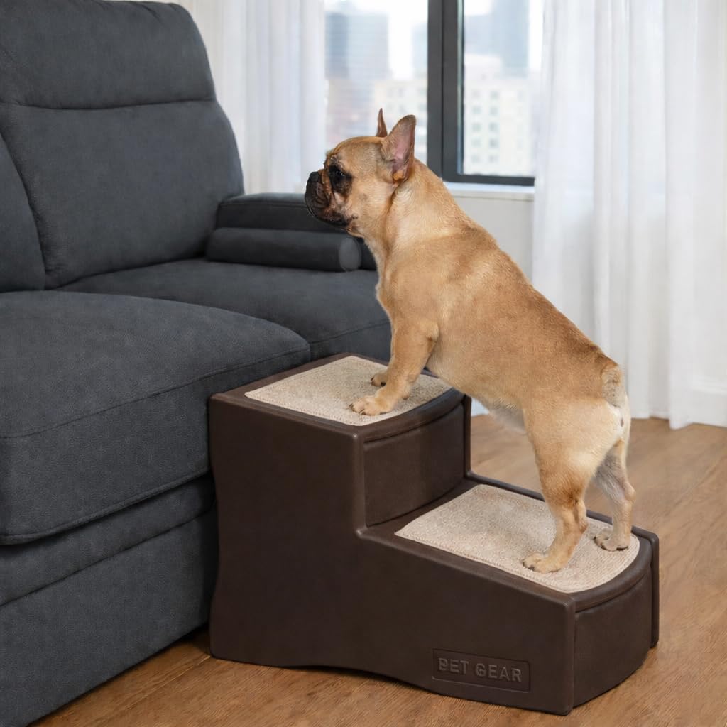 Pet Gear Easy Step II Pet Stairs, 2 Step for Cats/Dogs up to 75-pounds, Portable, Removable Washable Carpet Tread, No Tools Required, Coffee Bean โ image 1