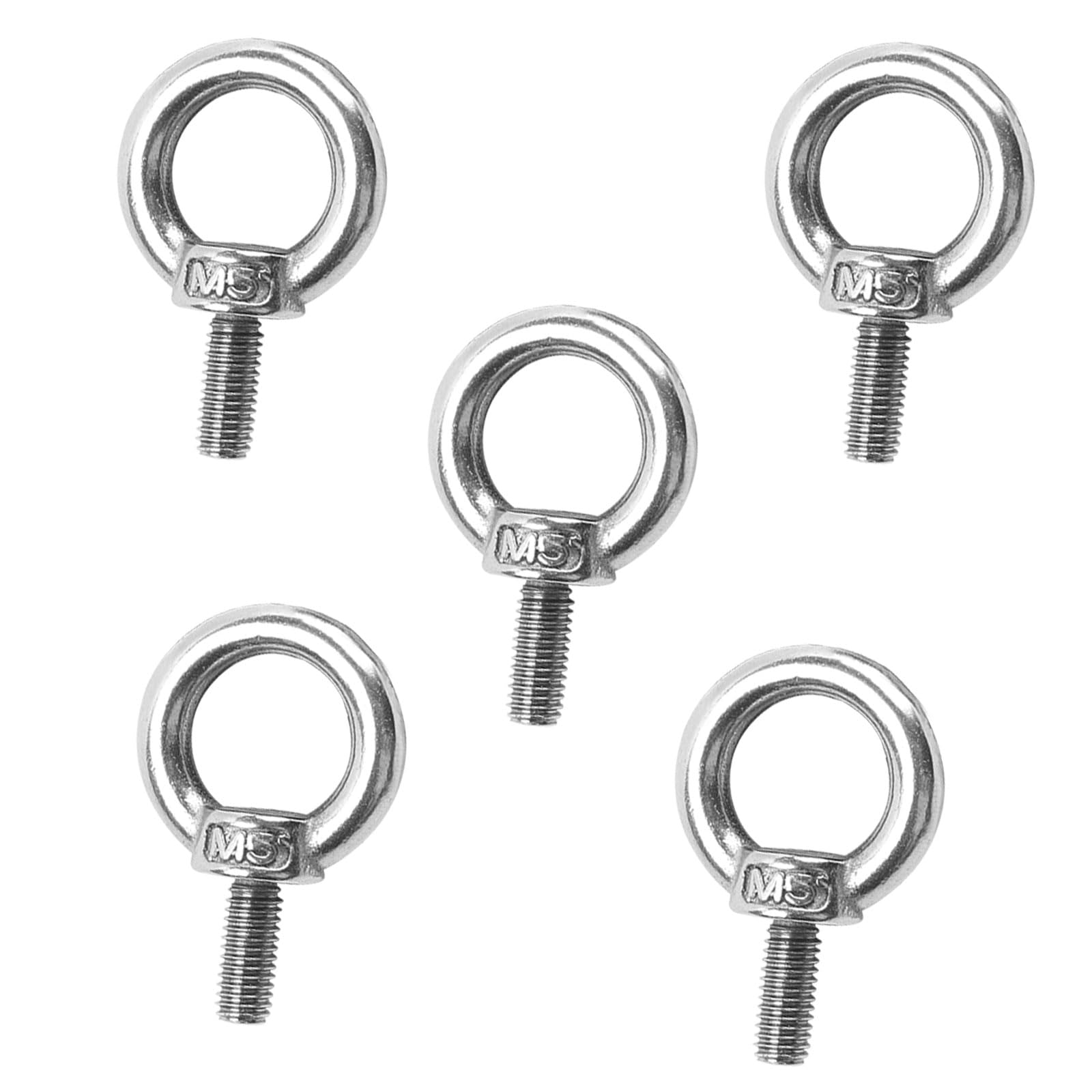 5pcs m5 eye bolt,eye screws 304 stainless steel male thread lifting ring eye bolts,eye bolts heavy duty,for living lifting and various engineering lifting equipment