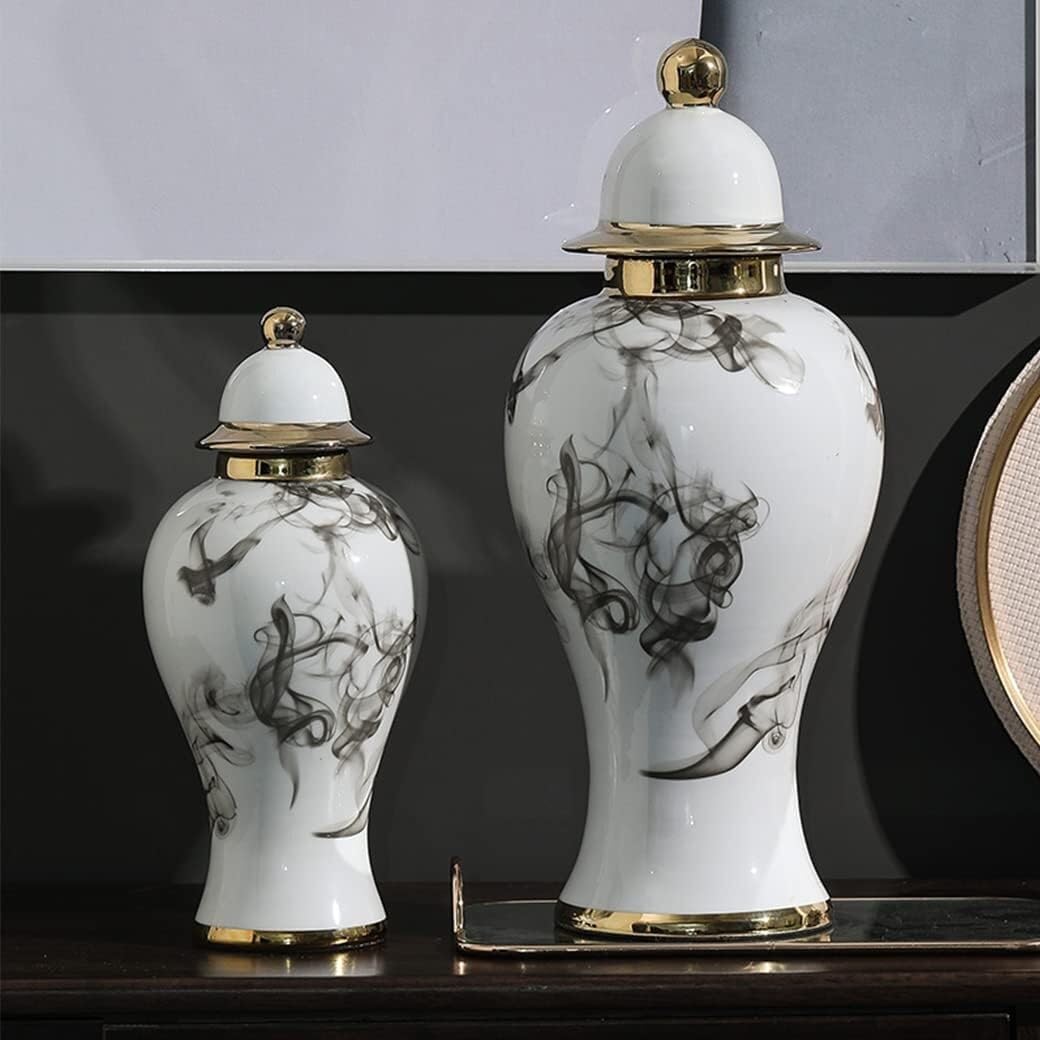 Ingwer glas mit deckel Ingwergläser Weiße Keramik-Ingwerdose Mit Deckel. Traditionelle Chinesische Dekorative Porzellangläser. Tempelglas Mit Deckel Porzellan-ingwerglas Vorratsglas Dekoratives(15*35