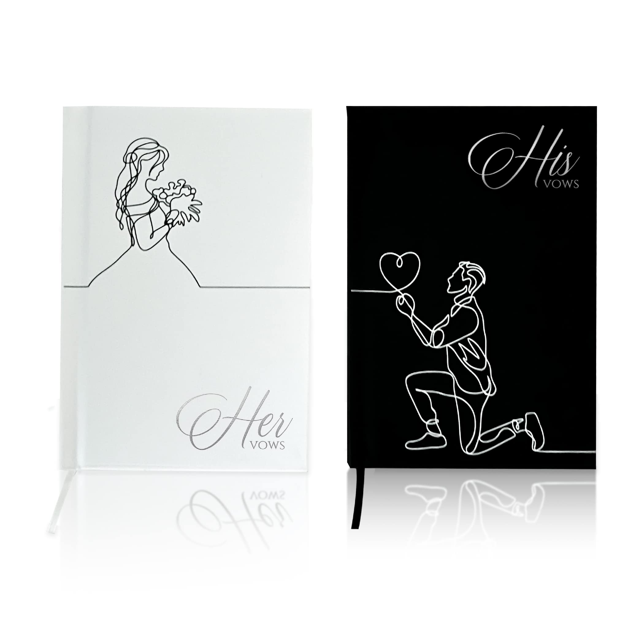 Set of 2 Vow Books, Black and White His and Her Vows Book, Silver Embossed foil Vows Book His and Hers, Vow Books for Wedding, Vow Books His and Hers, Wedding Vow Books His and Hers, Vow Book
