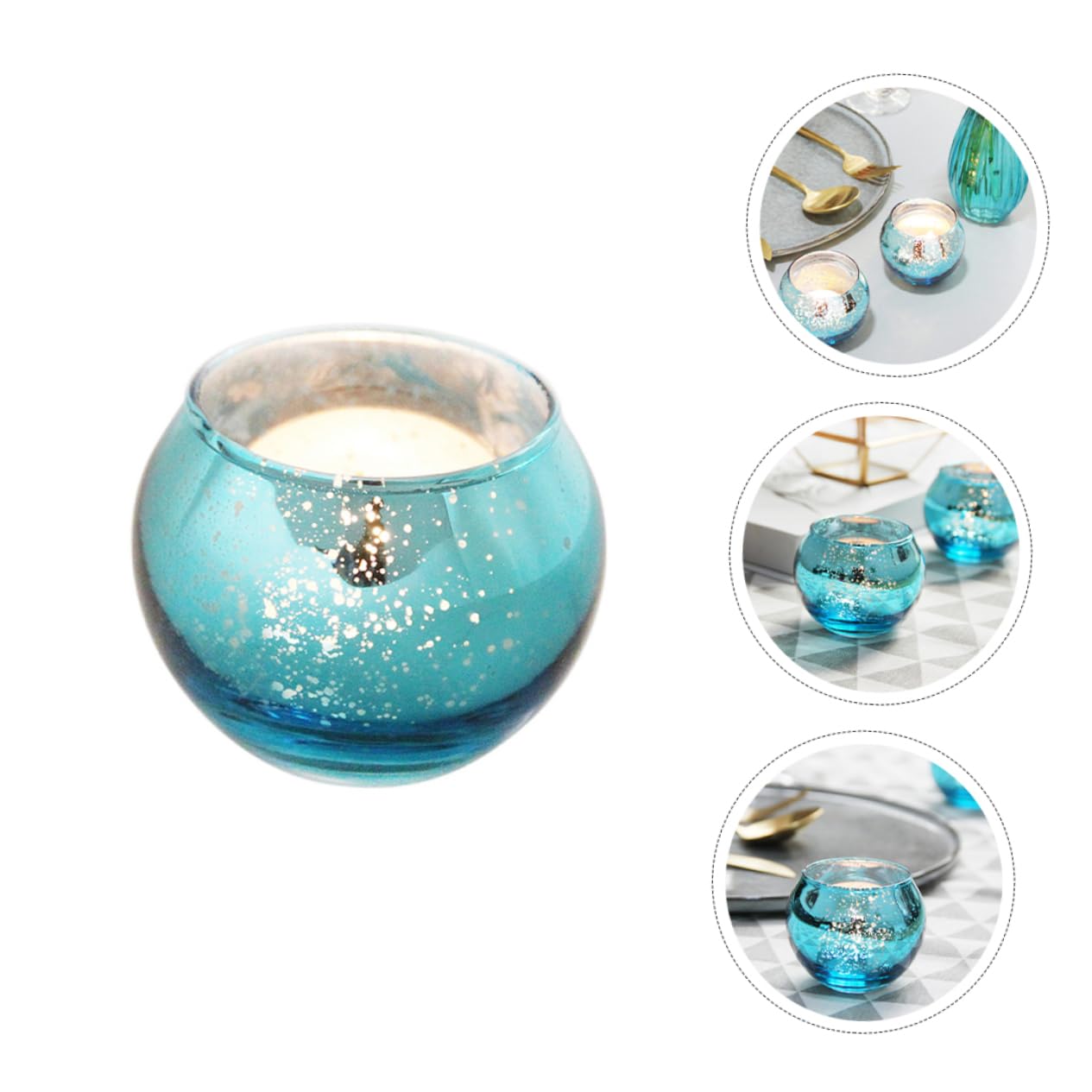Blaue Glaskerzenbecher 12 Stück, Schlichtes Dekoratives Design