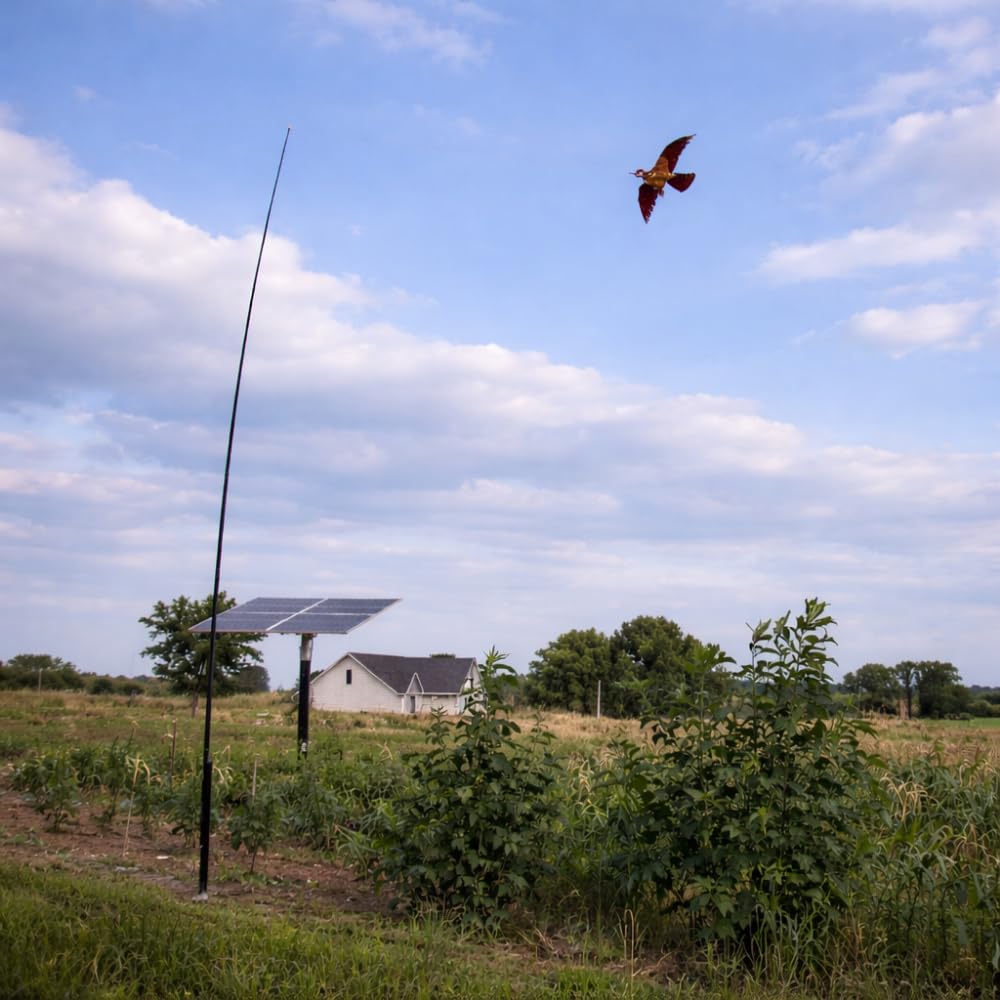 Remi Hogar Cometa Espantapájaros Halcón 6 m con Mástil Telescópico Ahuyentador de Aves y Palomas para Huertos, Jardines y Cultivos | Repelente Visual Ecológico Exterior