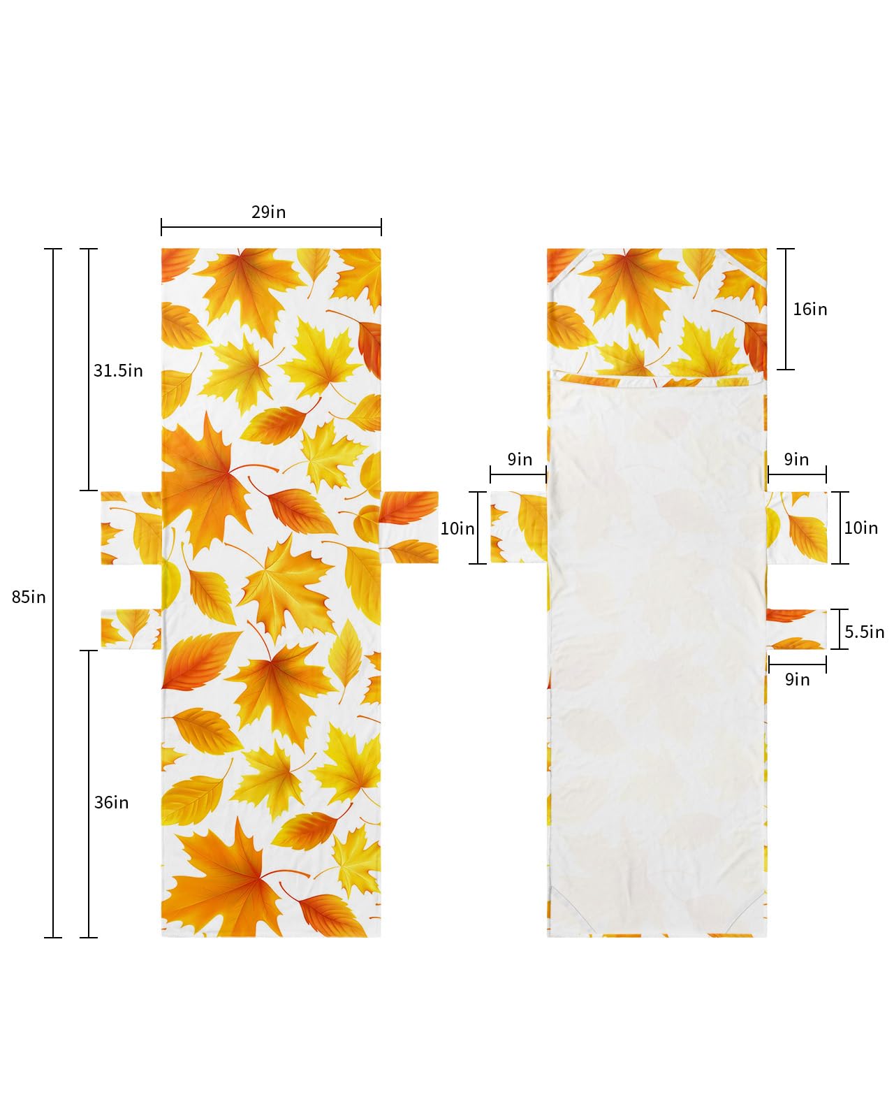 Thanksgiving Fall Beach Lounge Chair Towel Cover, Soft Chaise Lounge Towel with Side Pockets Patio Pool Chairs Cover for Beach/Pool Sunbathing 29x85 Autumn Orange Yellow Maple Leaf
