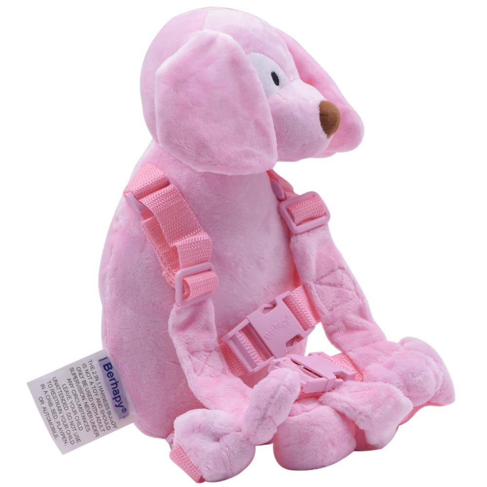2 en 1 Mono bebé arnés de seguridad mochila niños caminar correa correa correa (rosa perro)