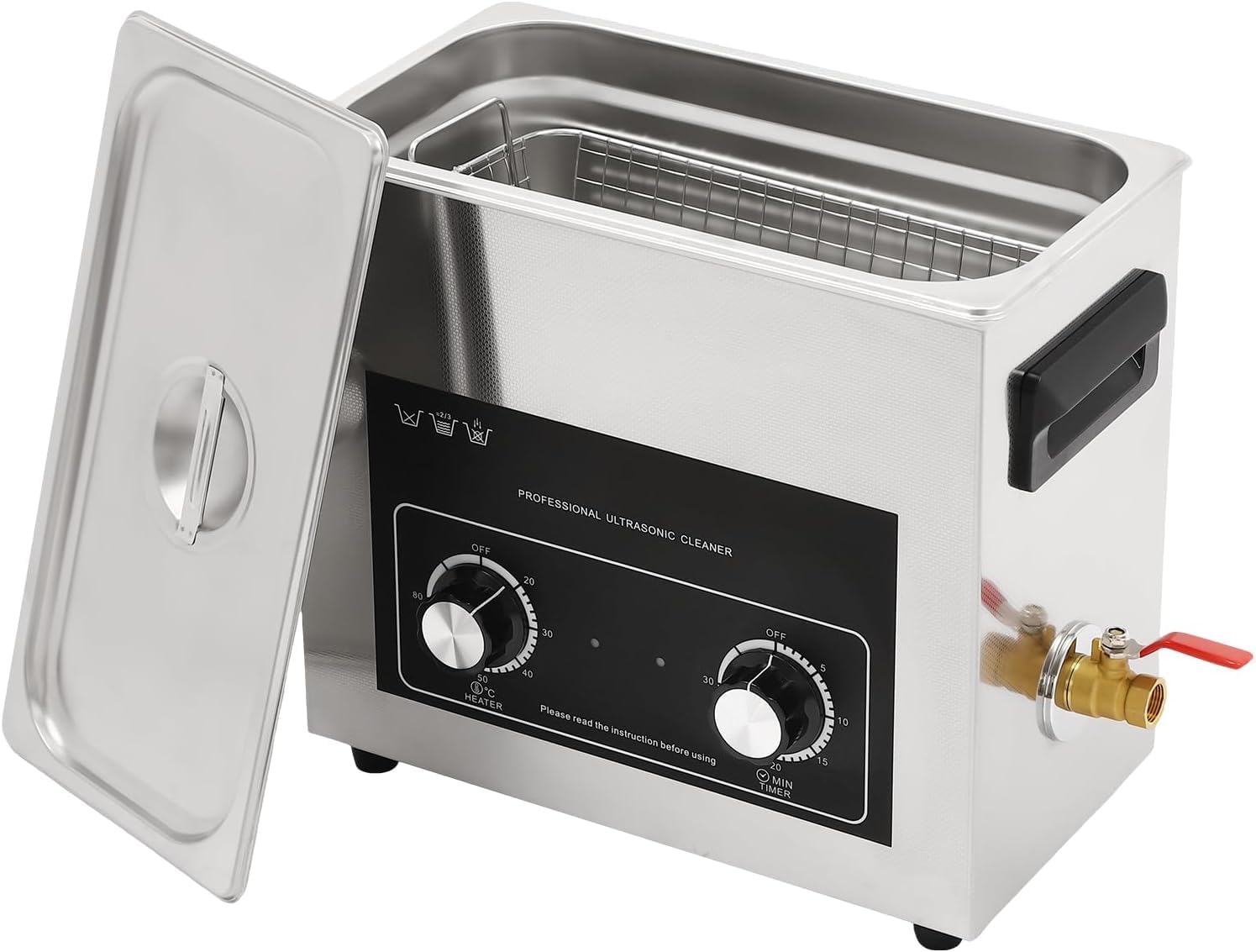 Pulitore A Ultrasuoni 42 Khz, da 2 A 30 Litri, in Acciaio Inox, con Cestello Rimovibile, Ideale per La Pulizia di Gioielli, Occhiali, Orologi, Protesi Dentarie E Parti Metalliche. 6.5L