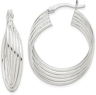 Conjunto de brincos de argola redondos de prata esterlina 925 torcidos multitubos redondos de argola de orelha joias finas para mulheres presentes para ela, Prata esterlina Cristal