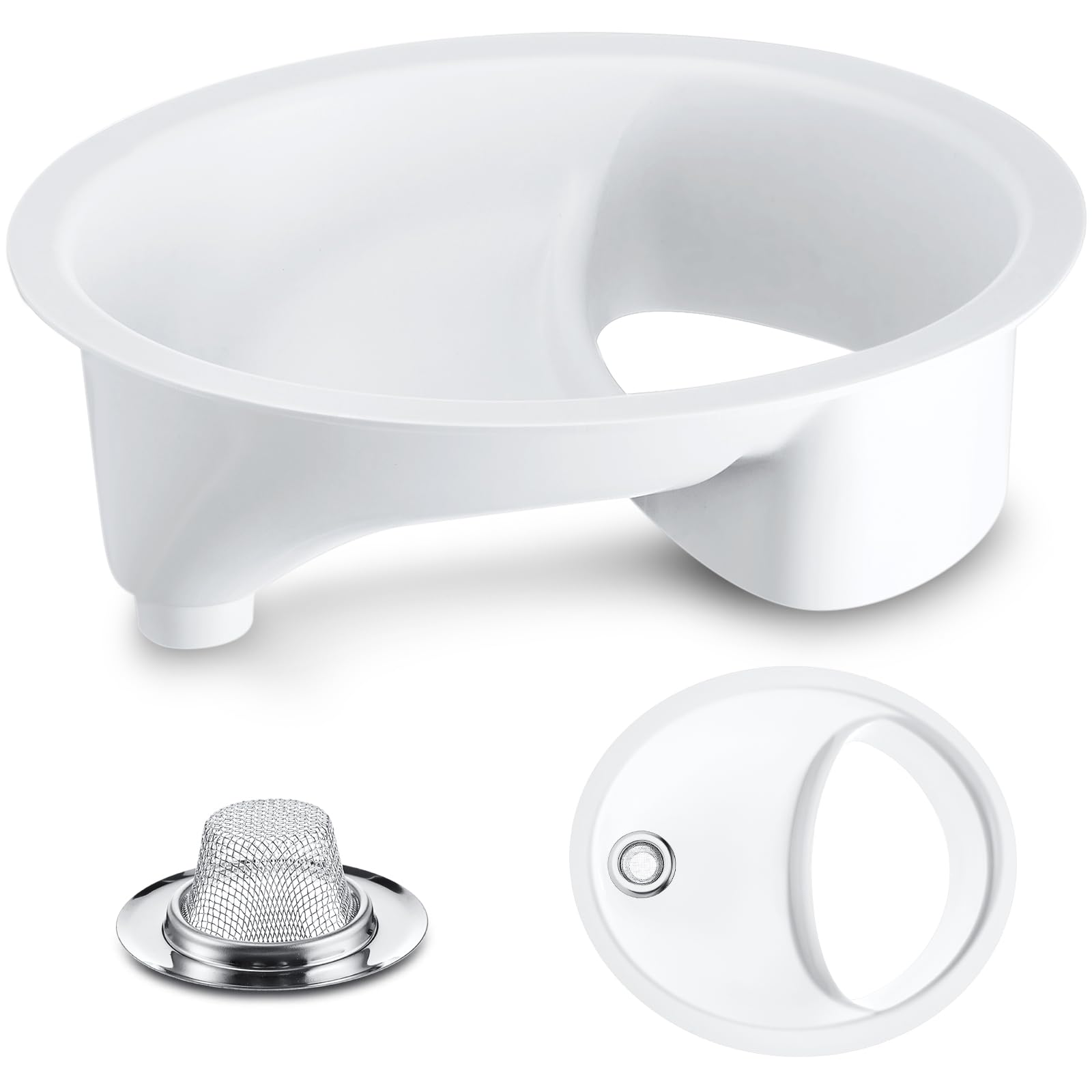 Frienda Urine Diverter Privy Complete Urine Separator with Stainless Steel Sink Lid for Compost Toilets, White(1 Pcs,Sink Strainer)
