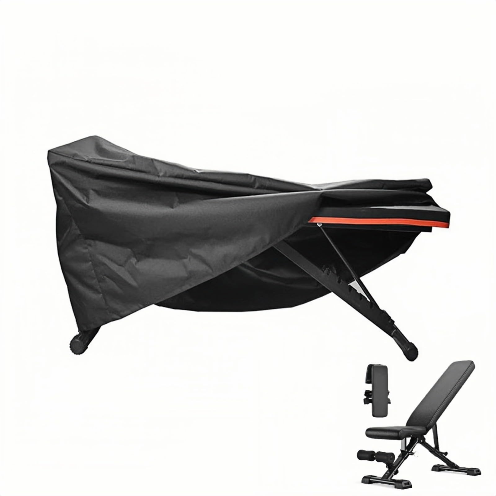 Folding Weight Bench Cover – Drawstring Waterproof Gym Exercise Equipment Cover for Sit Up Board and Weight Board, Dustproof Protector for Sit Up Bench, Black