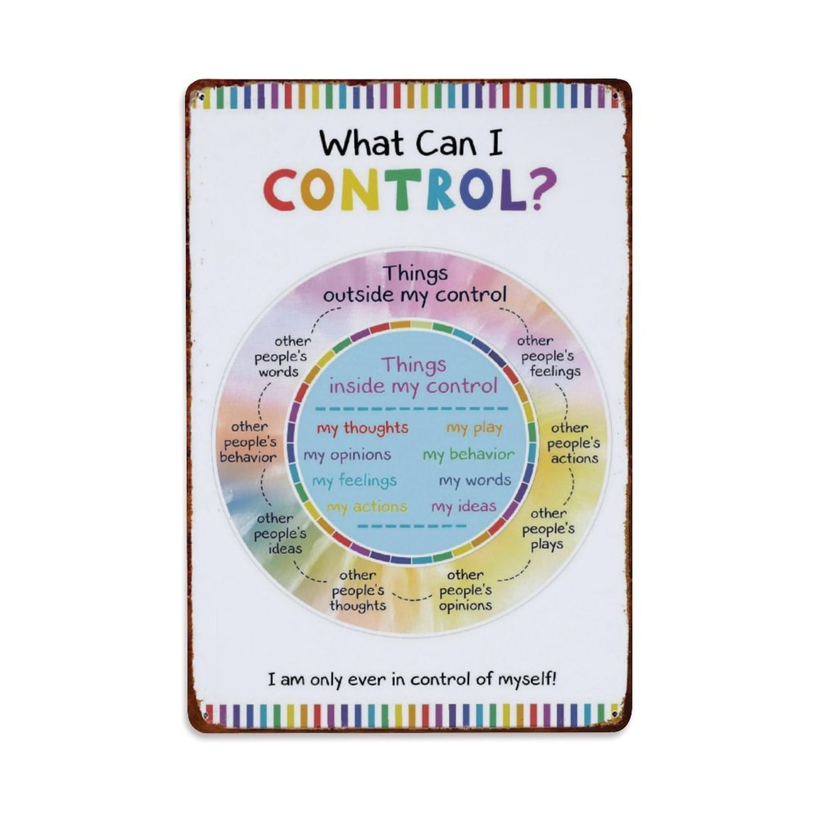 What Can I Control Mental Health Educational Vintage Sign Vintage Aluminium Metal Sign, Retro Wall Decor for Home, Bar, Garage & Farmhouse 30x20cm
