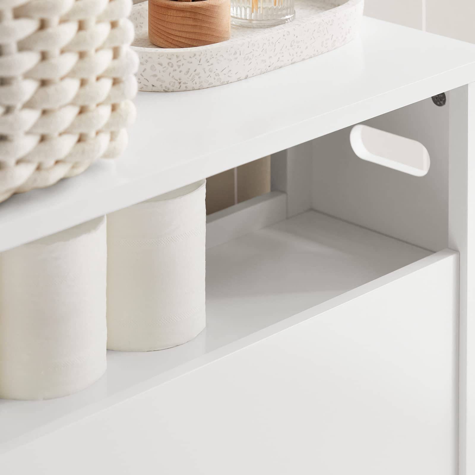 SoBuy Mensola Salvaspazio con 2 cestelli grigi estraibili Mobiletto da bagno Bianco 20x60x70cm BZR83-W