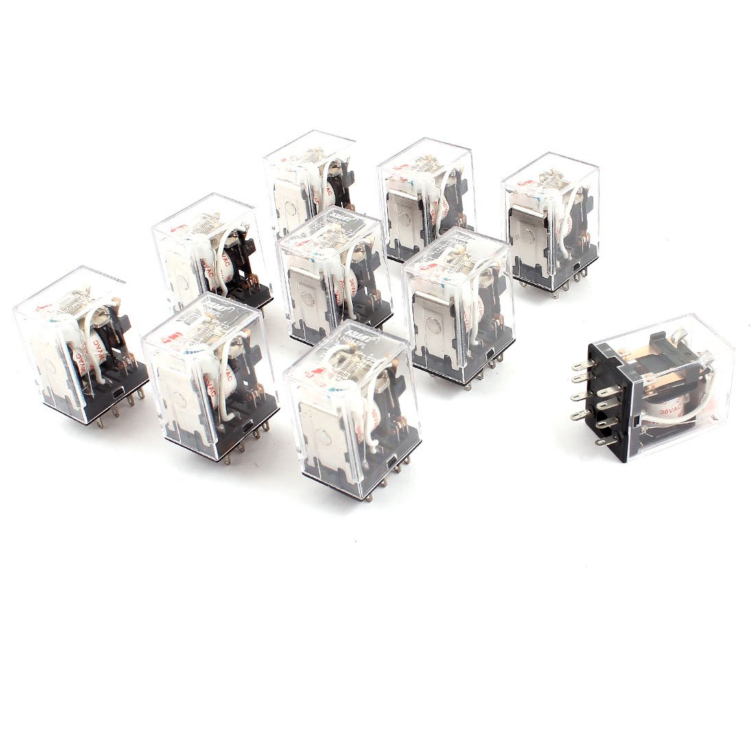 AQHYEBNSR AC 36V Coil DPDT 8Pin Red LED General Purpose Power Relay 10 Pieces
