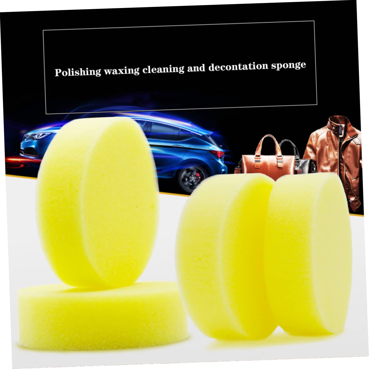 ABOOFAN 4pcs Éponge à Polir Jaune en Mousse pour Nettoyage Voiture et Chaussures, Fonction Cirage et Dépoussiérage, Accessoires Pratiques pour Entretien
