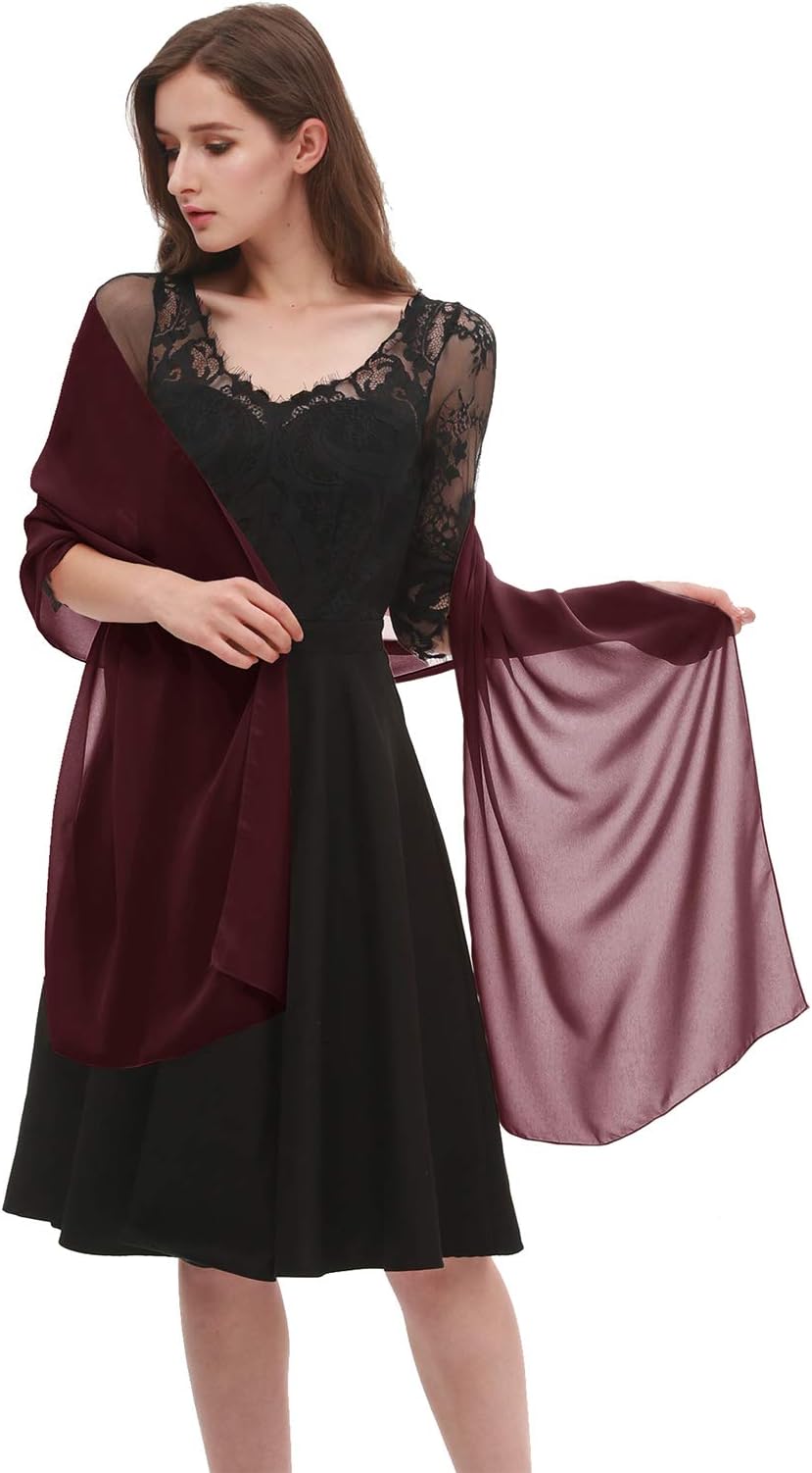 emondoraWomen's Sheer Chiffon Bridal Wedding Evening Dress Shawls Scarves