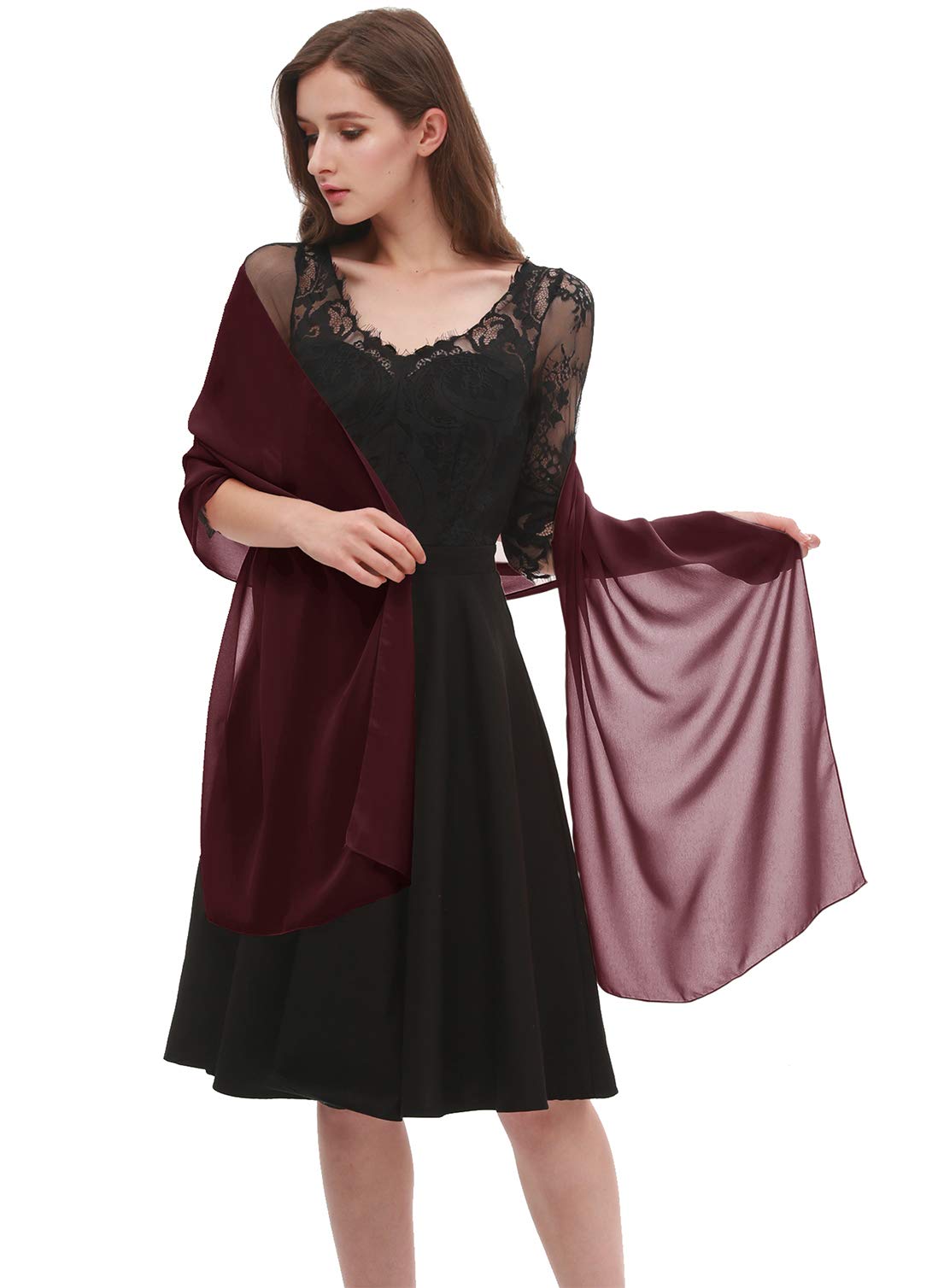 emondoraWomen's Sheer Chiffon Bridal Wedding Evening Dress Shawls Scarves