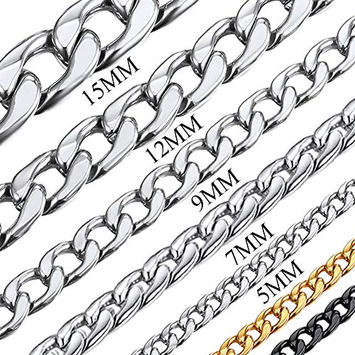 U7 7MM Wide Hip Hop Chain Men Fashion Jewelry Platinum Plated Cuban Chain Necklace - 26