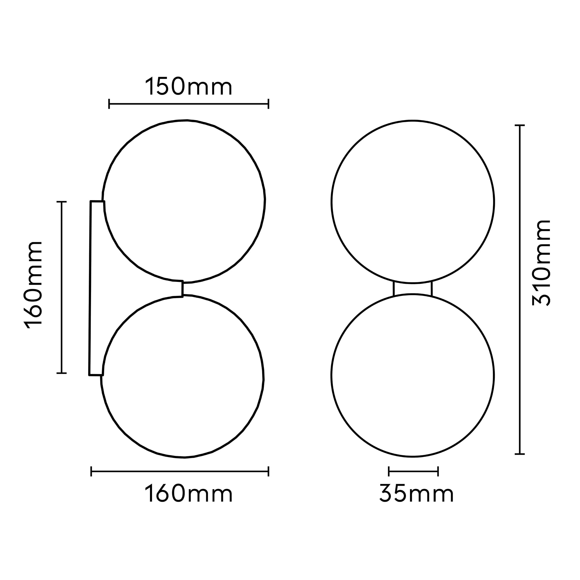 Sulion - Aplique OBI Lámpara - Metal Cromo 2 Bolas Opal Mate 2xG9 Iluminación