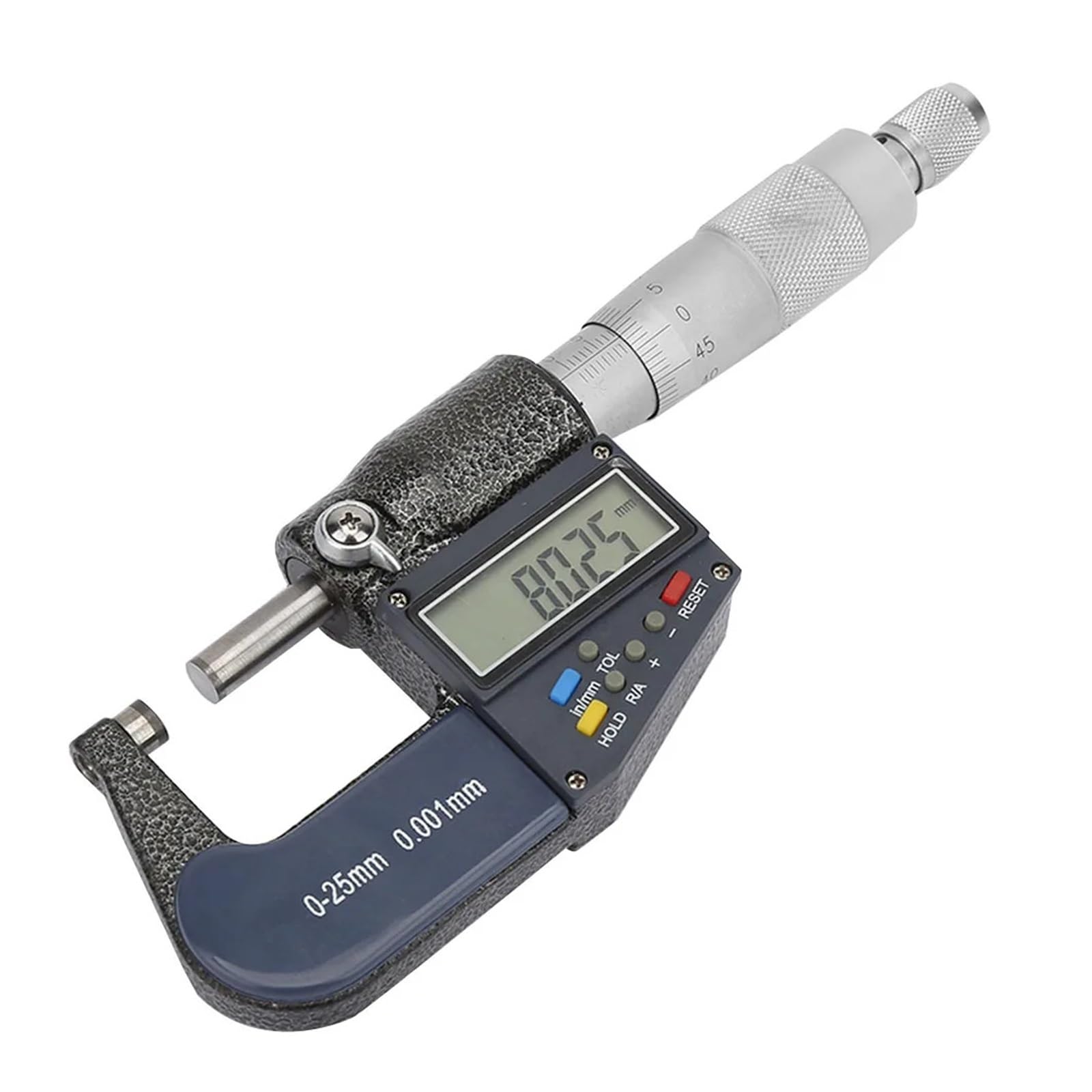 micrómetro, Micrómetro exterior Micrómetro digital Herramienta de medición 0-25 mm Micrómetro digital electrónico 0,001 mm Juego de calibre y llave de espesor, Herramientas de medición y diseño