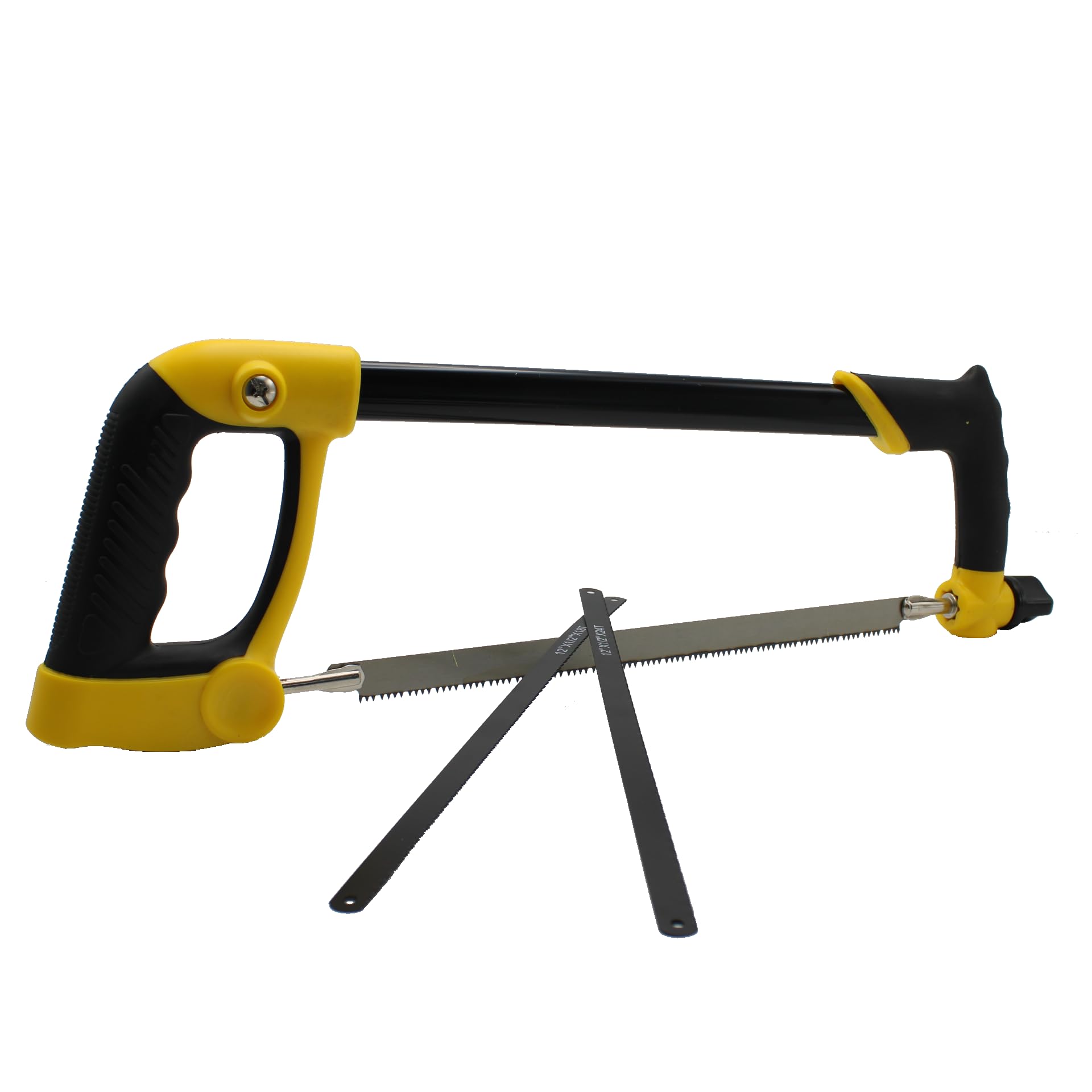 JDBrands 12" Hacksaw with 3 x 12in. / 300mm Carbon Steel Blades, Yellow - Image 2