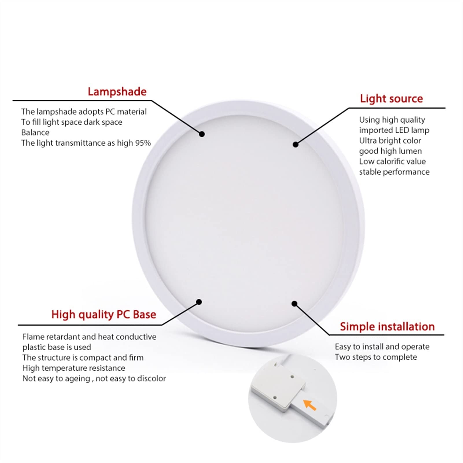 Techo Iluminación Lámpara Brillo Alto DIRIGIÓ Luz de Panel Circular 6W 9W 13W 18W 24W Luz de Techo LED montada en Superficie AC 85-265V Lámpara led luz de Techo
