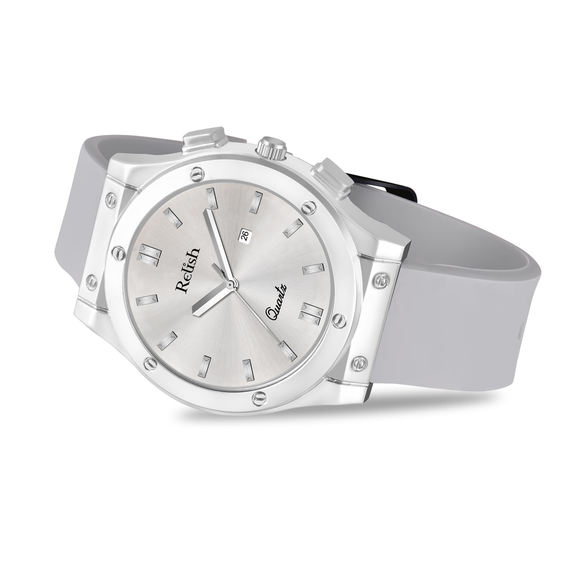 Relish RS1 Pro Antique Date Softest Silicone Strap Analog Watch for Men & Boys | Casual Quartz Movement | Grey Band (B0CV16LTF7) Amazon Price History, Amazon Price Tracker