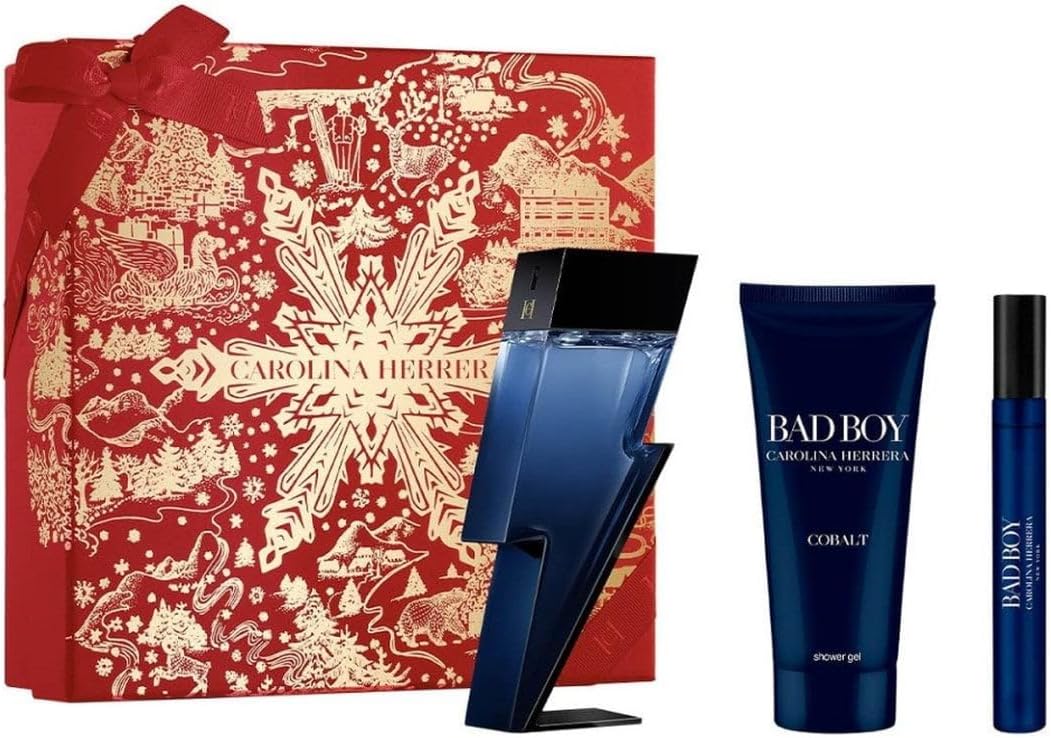 Carolina Herrera Bad Boy Cobalt 3pc Gift Set for Mens