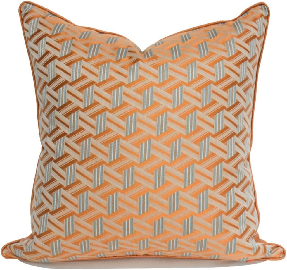 HBJWOV Chinese ometric Pattern Oran Sofa Pillow Case Model Room Office Chair Cushion Cover